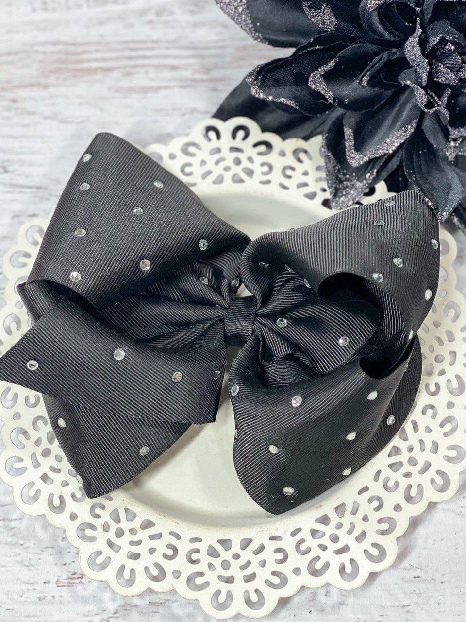 Rhinestone Hair Bow - Alligator Clip - 5.5"