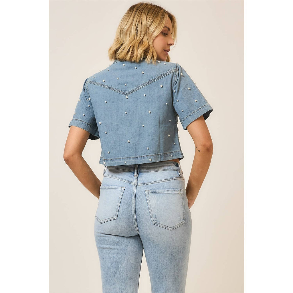 Pearl Charm Denim Jacket