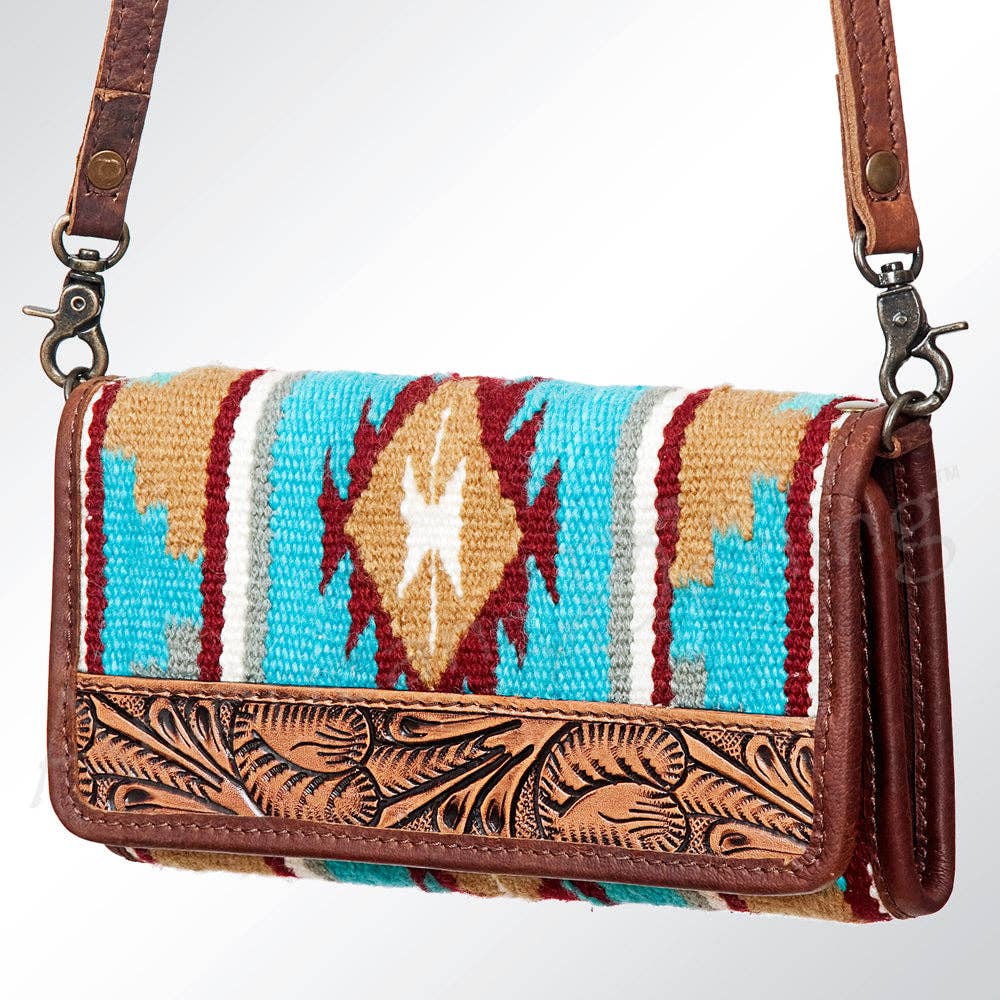ADBG486 American Darling Hand Tooled & Hand Woven Saddle Blanket Western Wallet Bag