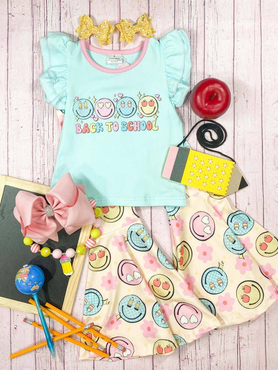 Back to School Bell Bottom Pants Set