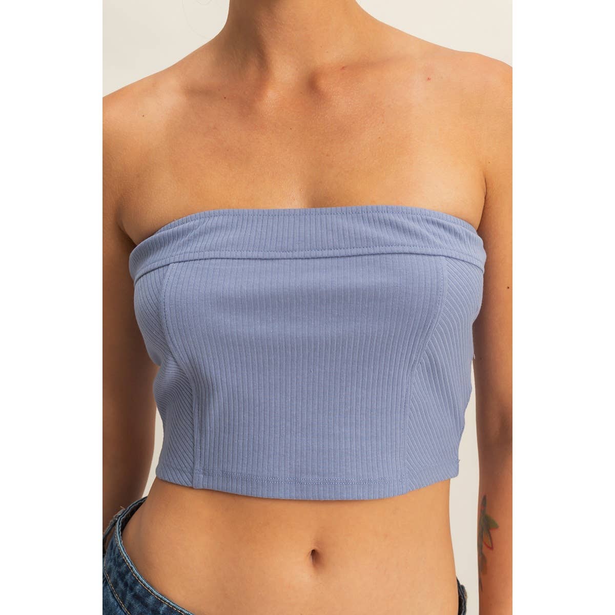 Strapless Ribbed Crop Top