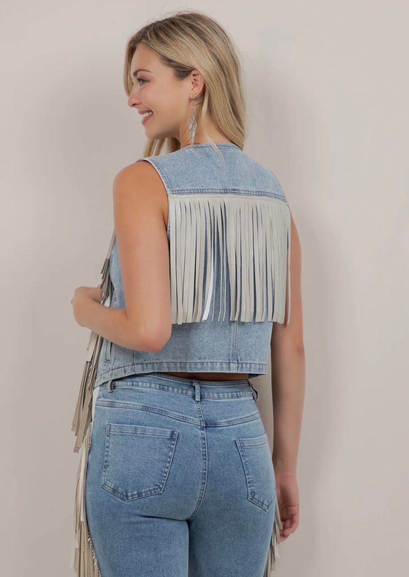 Wild West Fringe Denim Vest