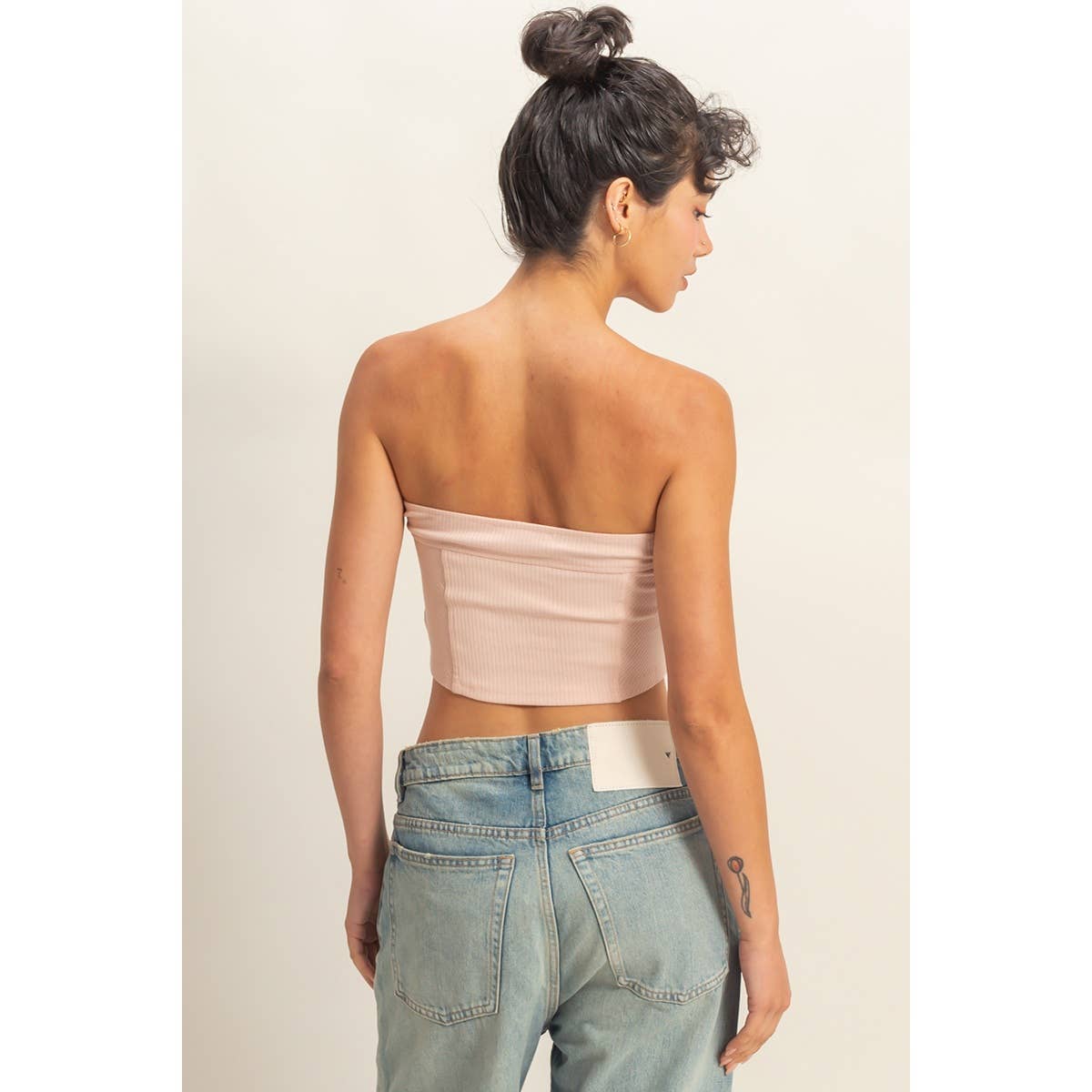 Strapless Ribbed Crop Top