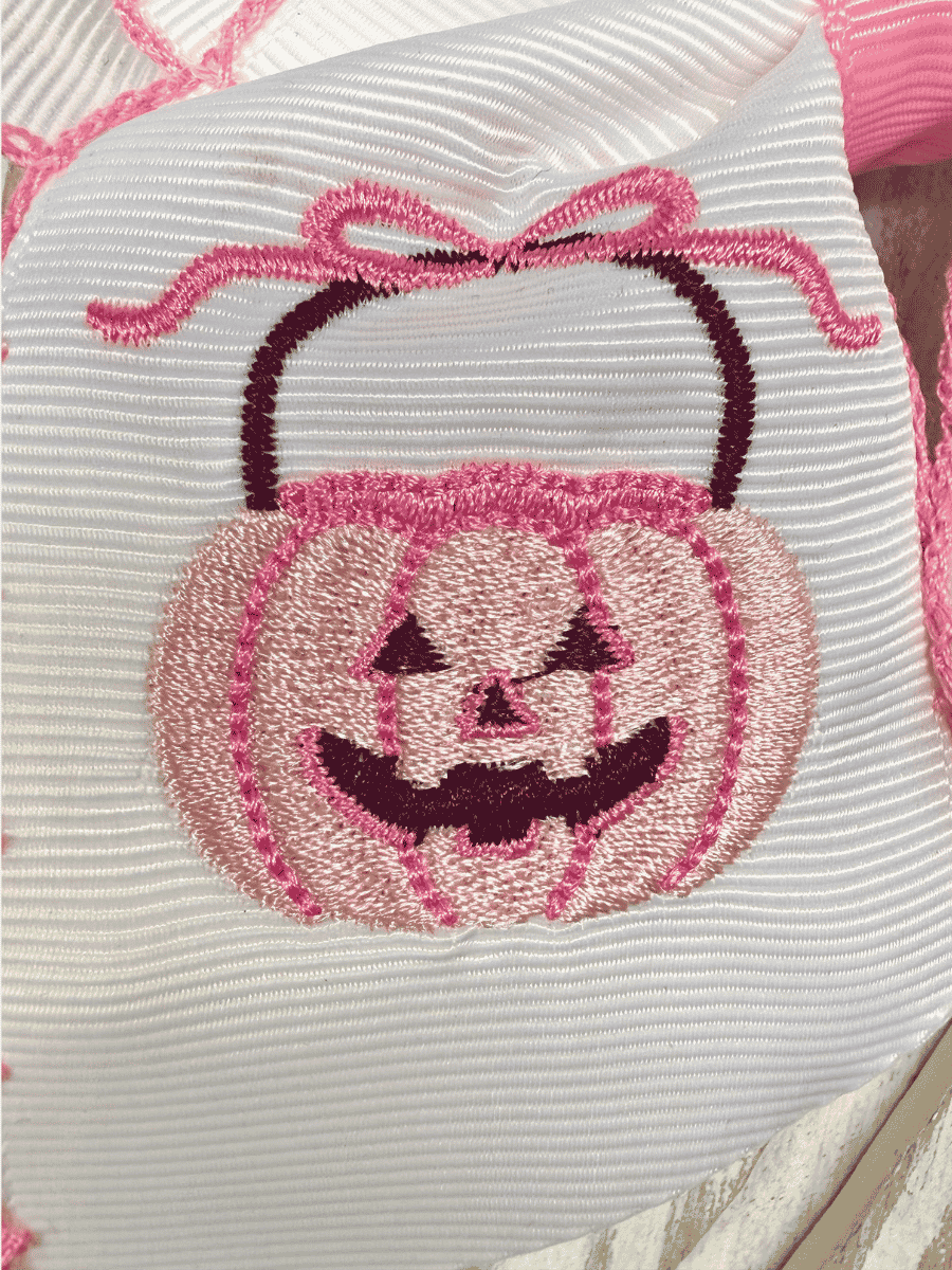 Pink Jack-O-Lantern Hair Bow | Halloween Bow | Clip or Headband