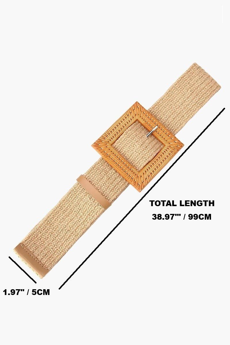 Bohemian Straw Square Pin Buckle Belt