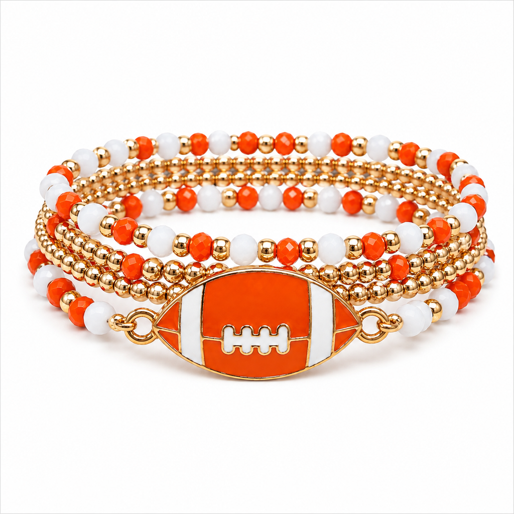 Game Day Football Beaded Bracelet Stack