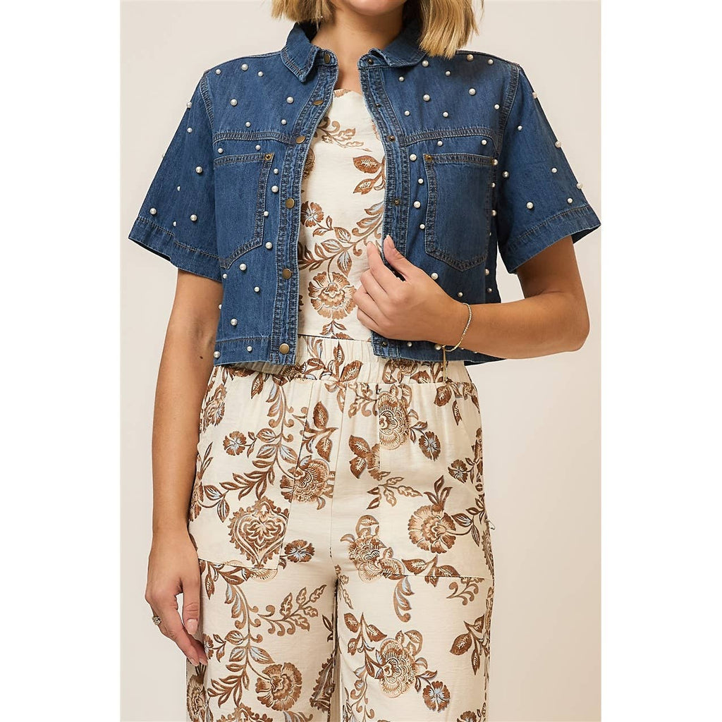 Pearl Charm Denim Jacket