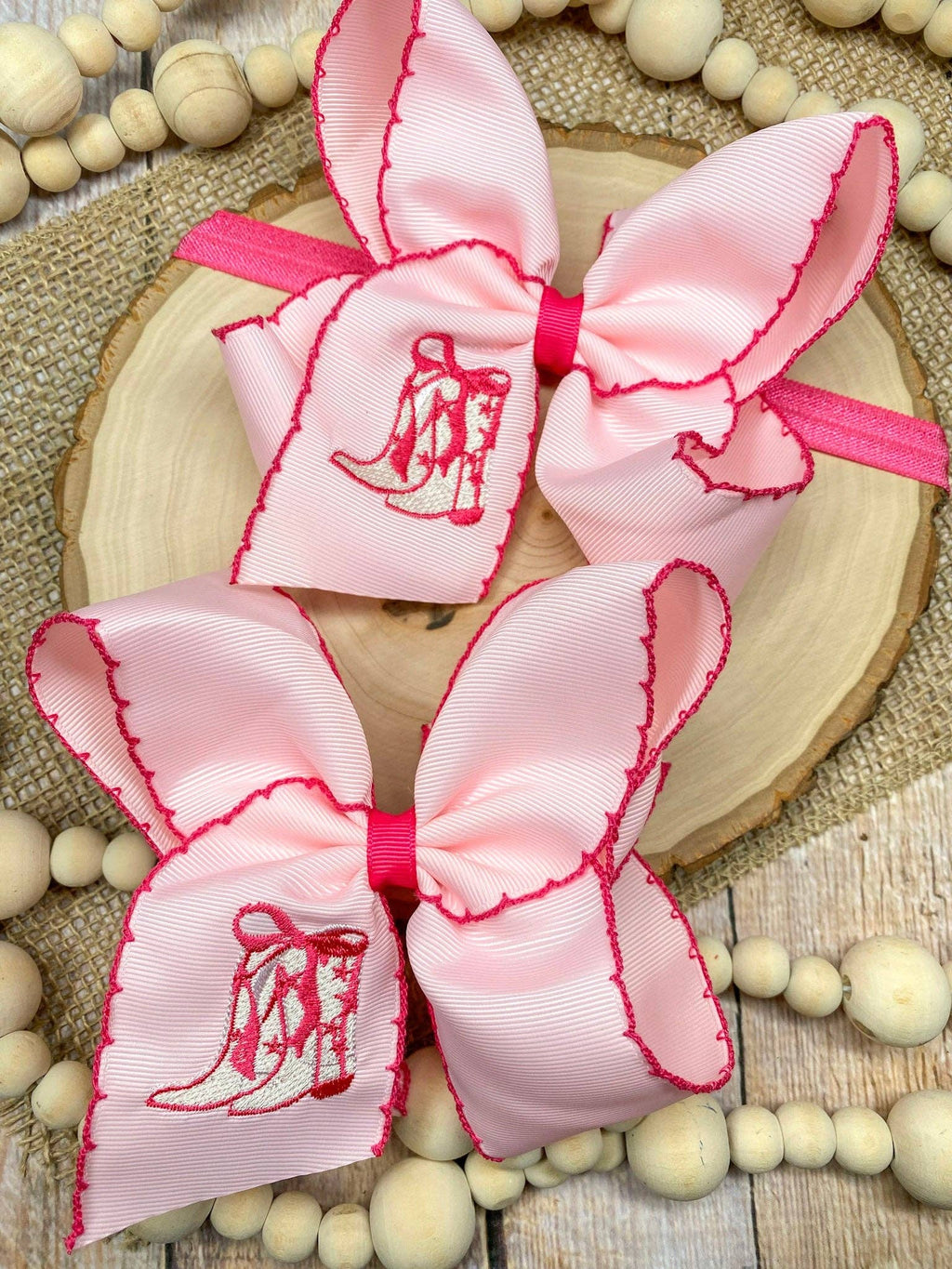 Western Boot Embroidered Moonstitch Hair Bow | Clip or Headband
