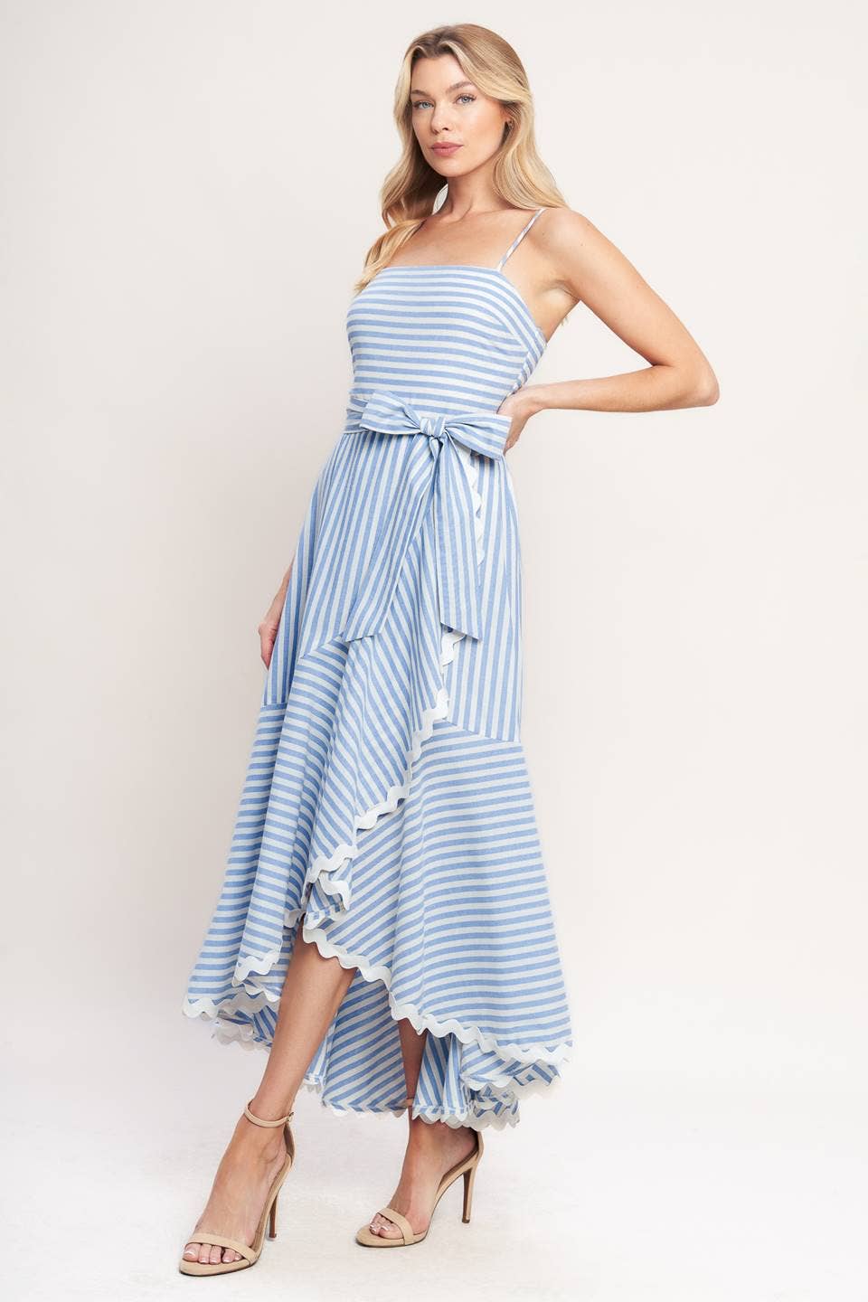 A striped woven midi dress
