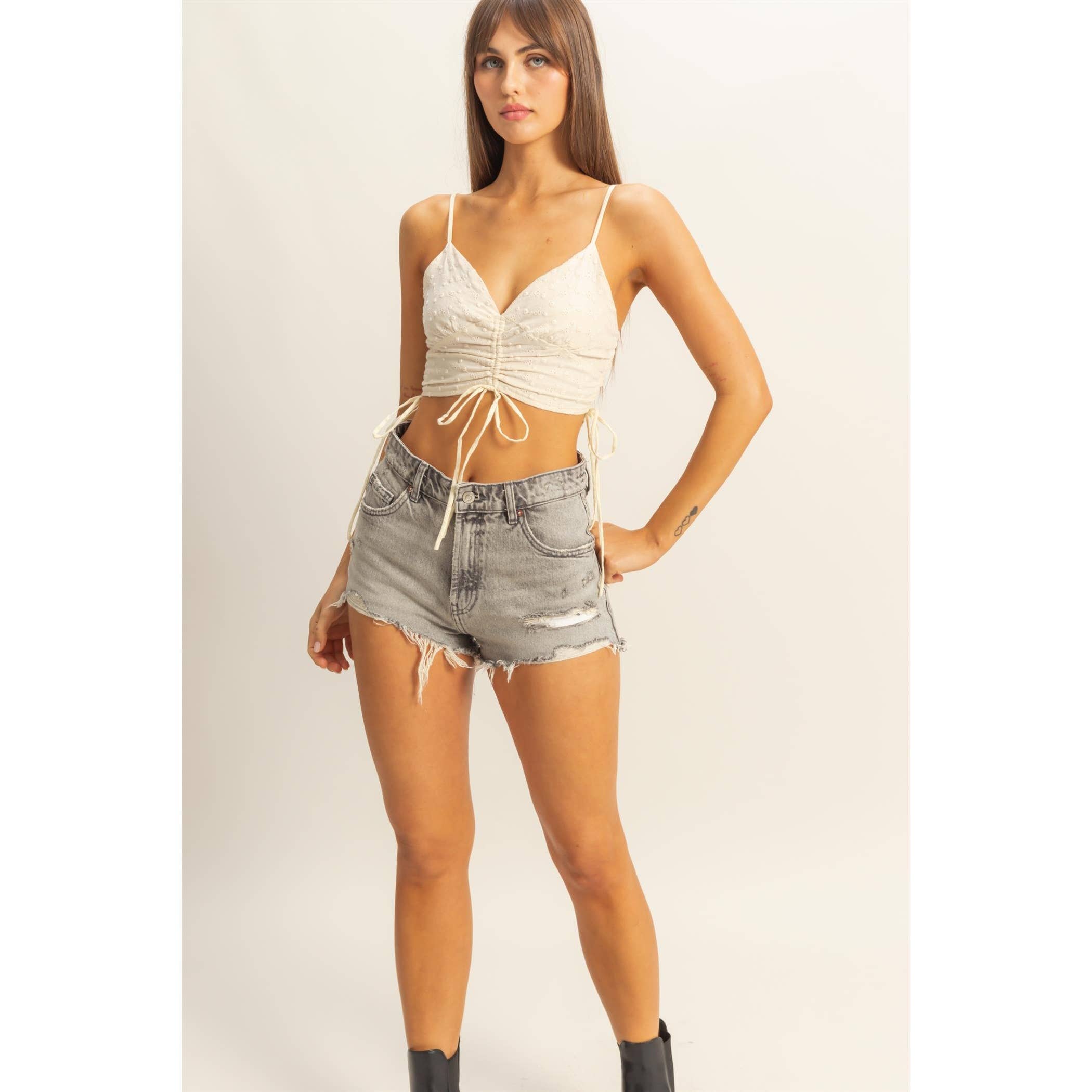 Drawstring Detail Crop Cami Top