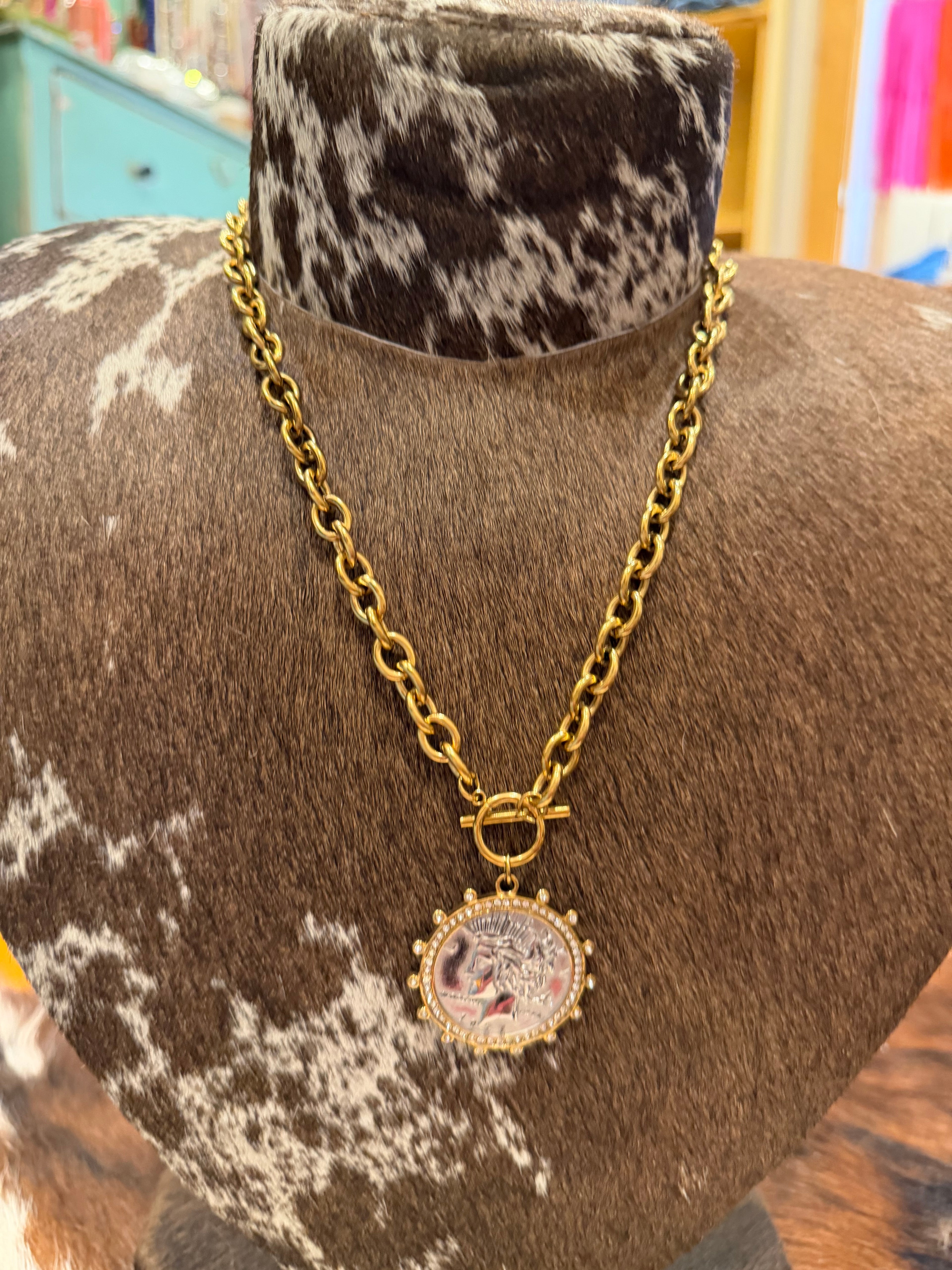 Golden Liberty Coin Necklace