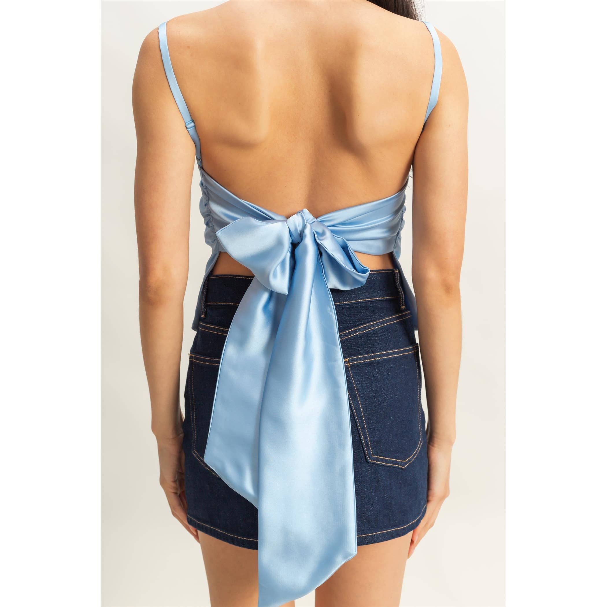 Satin Back Tie Detail Sleeveless Top