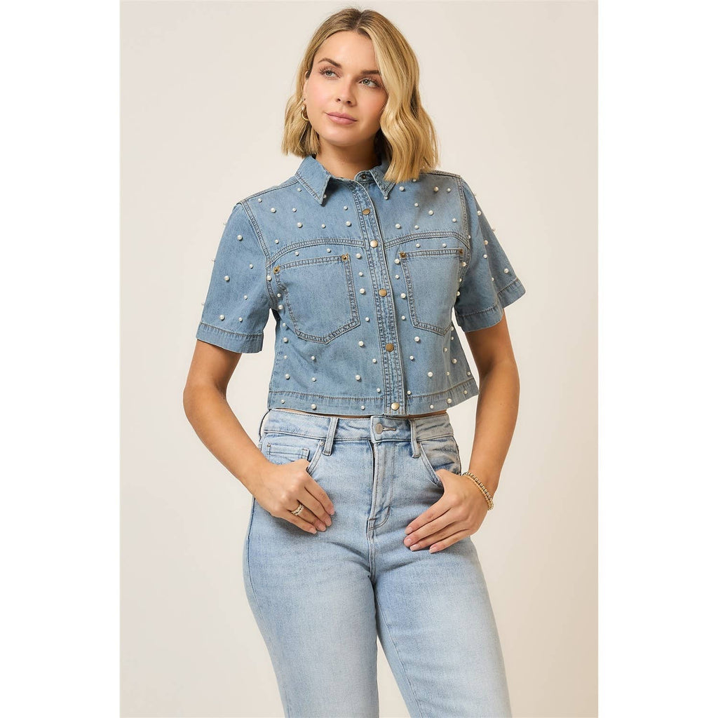 Pearl Charm Denim Jacket