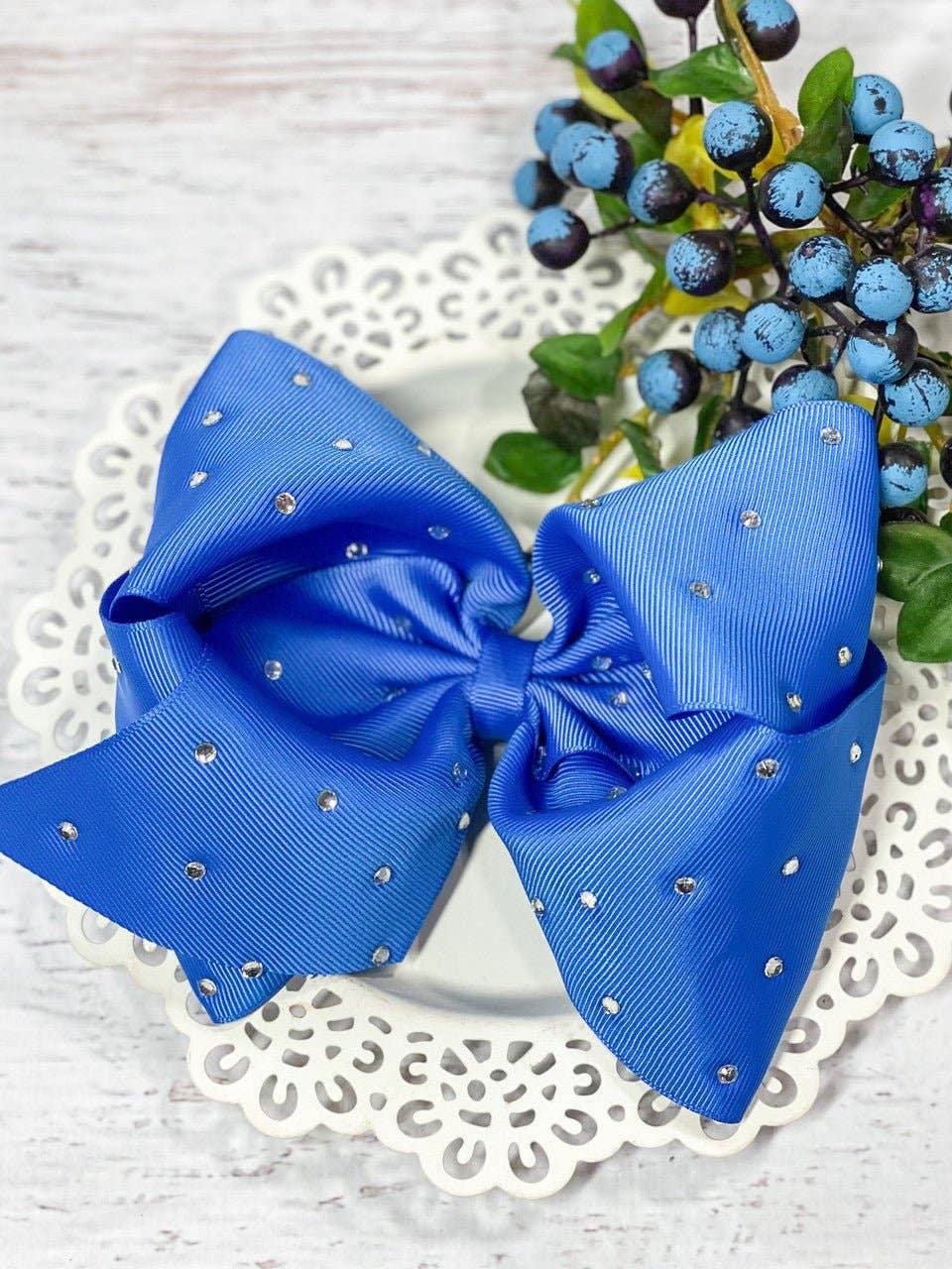 Rhinestone Hair Bow - Alligator Clip - 5.5"