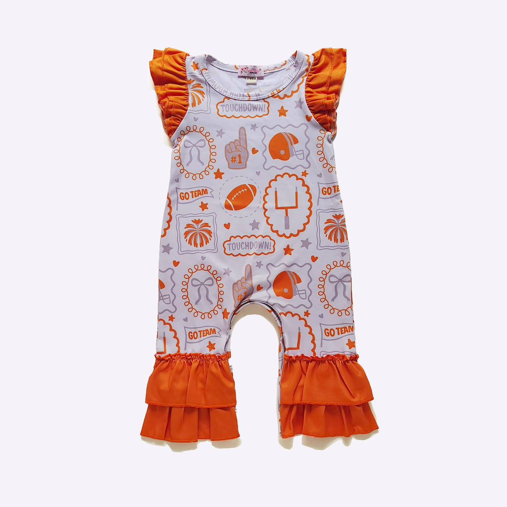 Orange Go Team Baby Romper