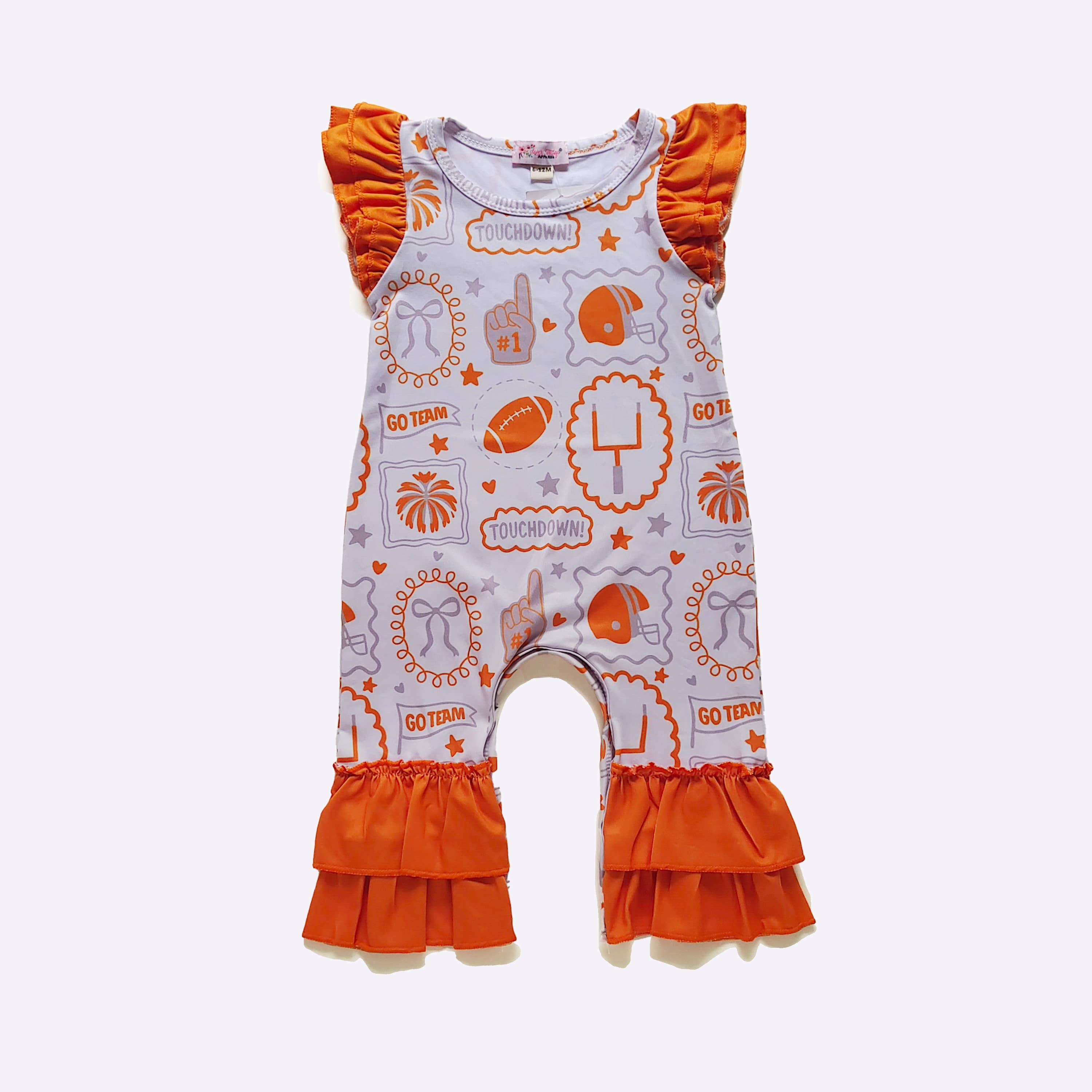 Orange Go Team Baby Romper