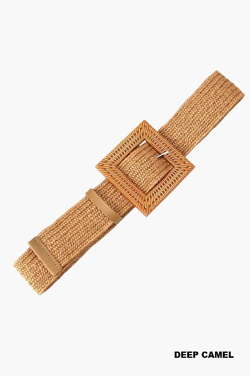 Bohemian Straw Square Pin Buckle Belt