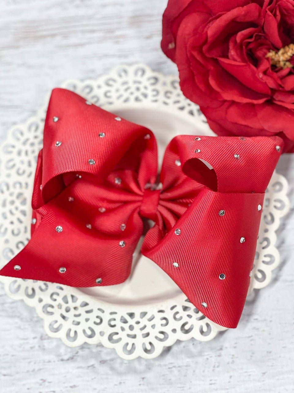 Rhinestone Hair Bow - Alligator Clip - 5.5"
