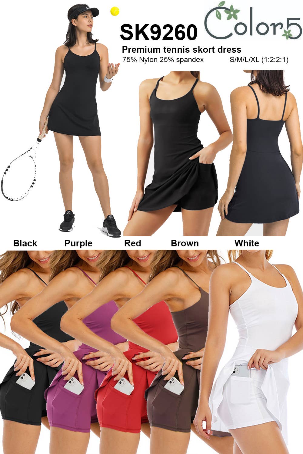 Premium sports tennis dress skorts with under pockets shorts