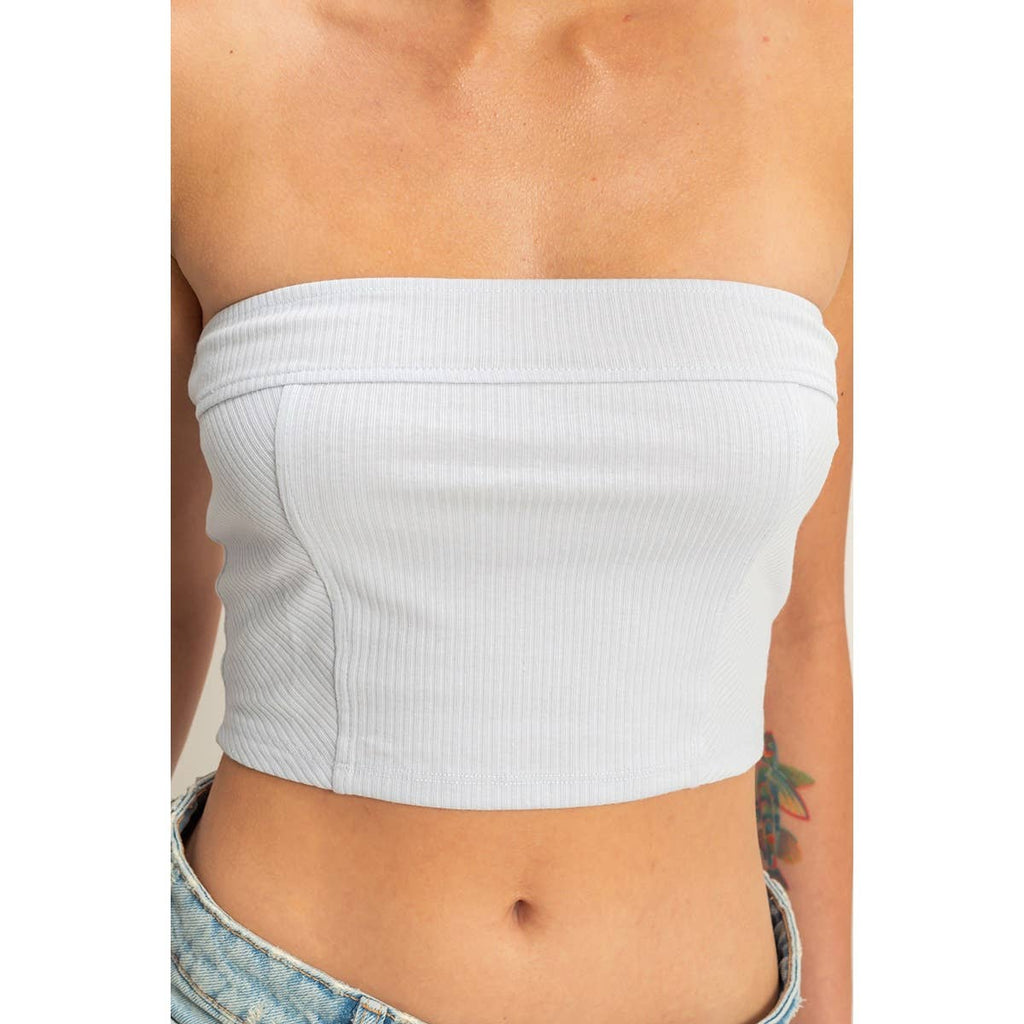 Strapless Ribbed Crop Top