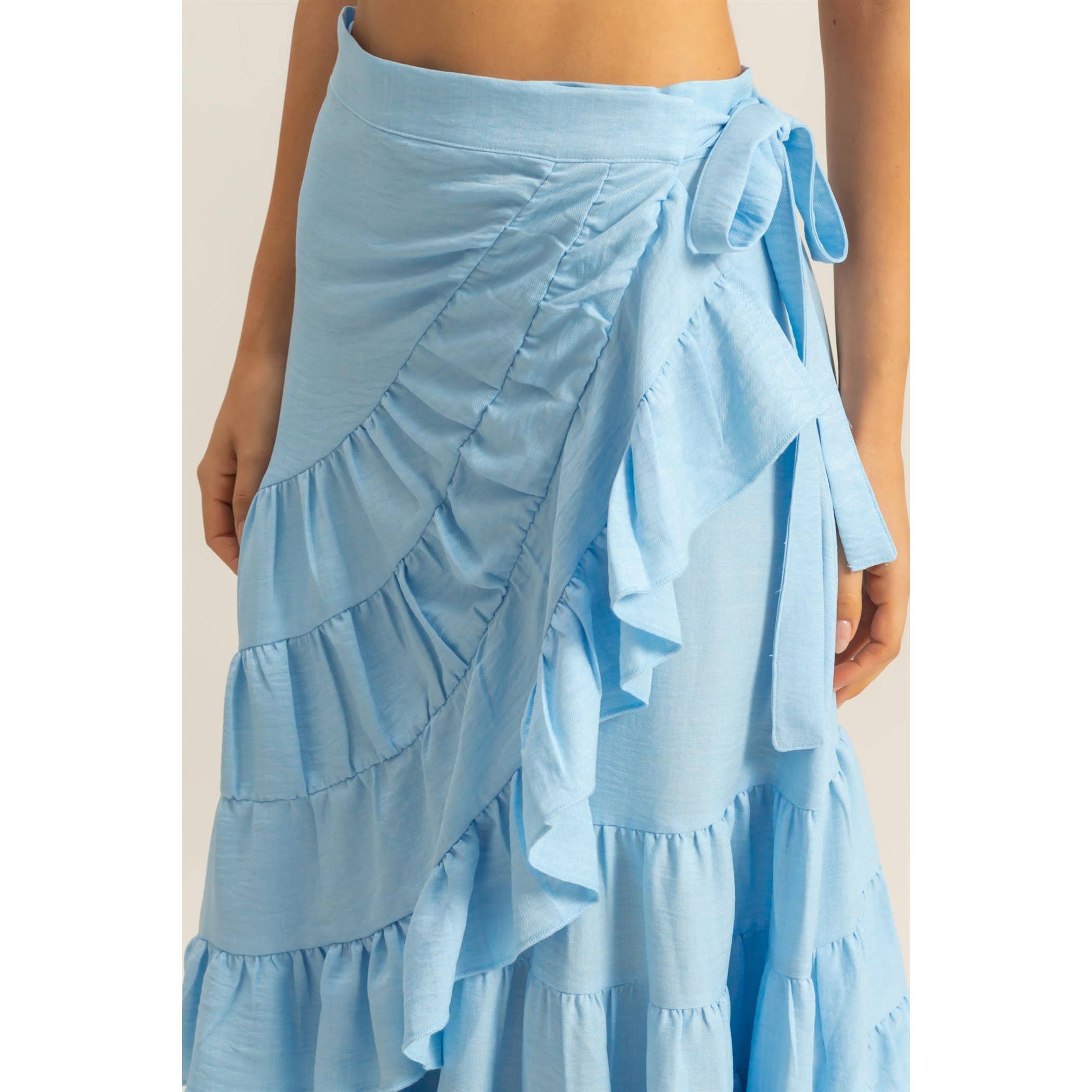High-Waist Tiered Wrap Maxi Skirt