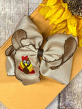 Turkey Embroidered Moonstitch Hair Bow | Clip or Headband