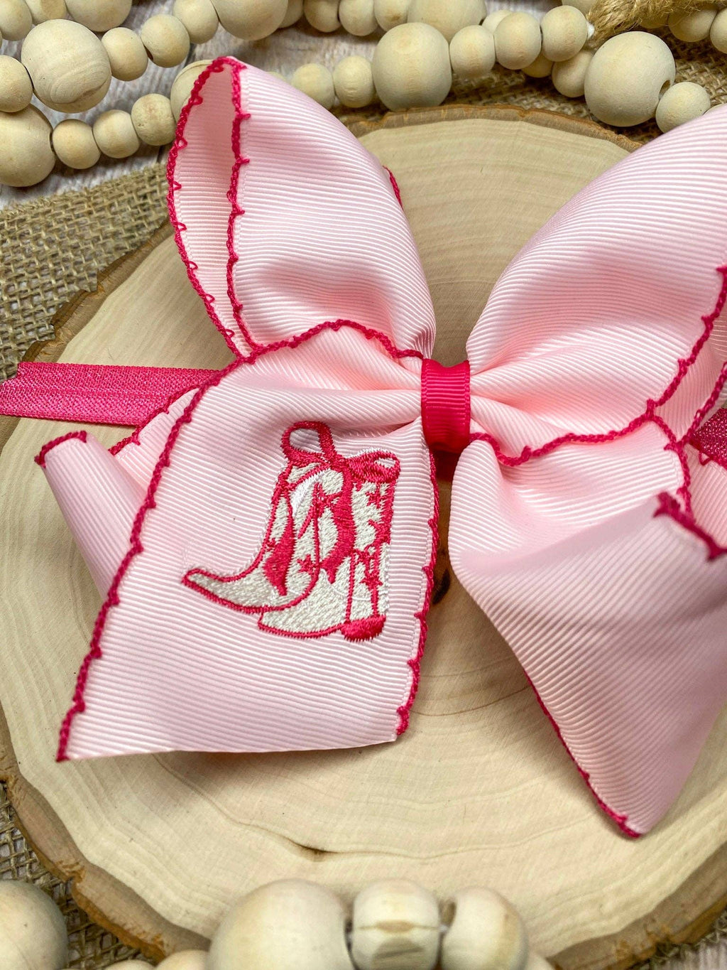 Western Boot Embroidered Moonstitch Hair Bow | Clip or Headband