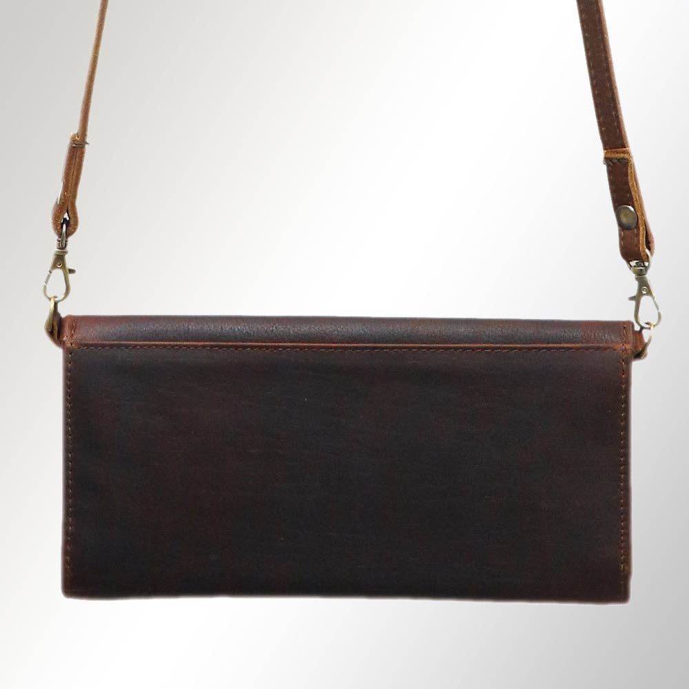 ADBGM102 Western Floral Tooled Leather Crossbody - by American Darling