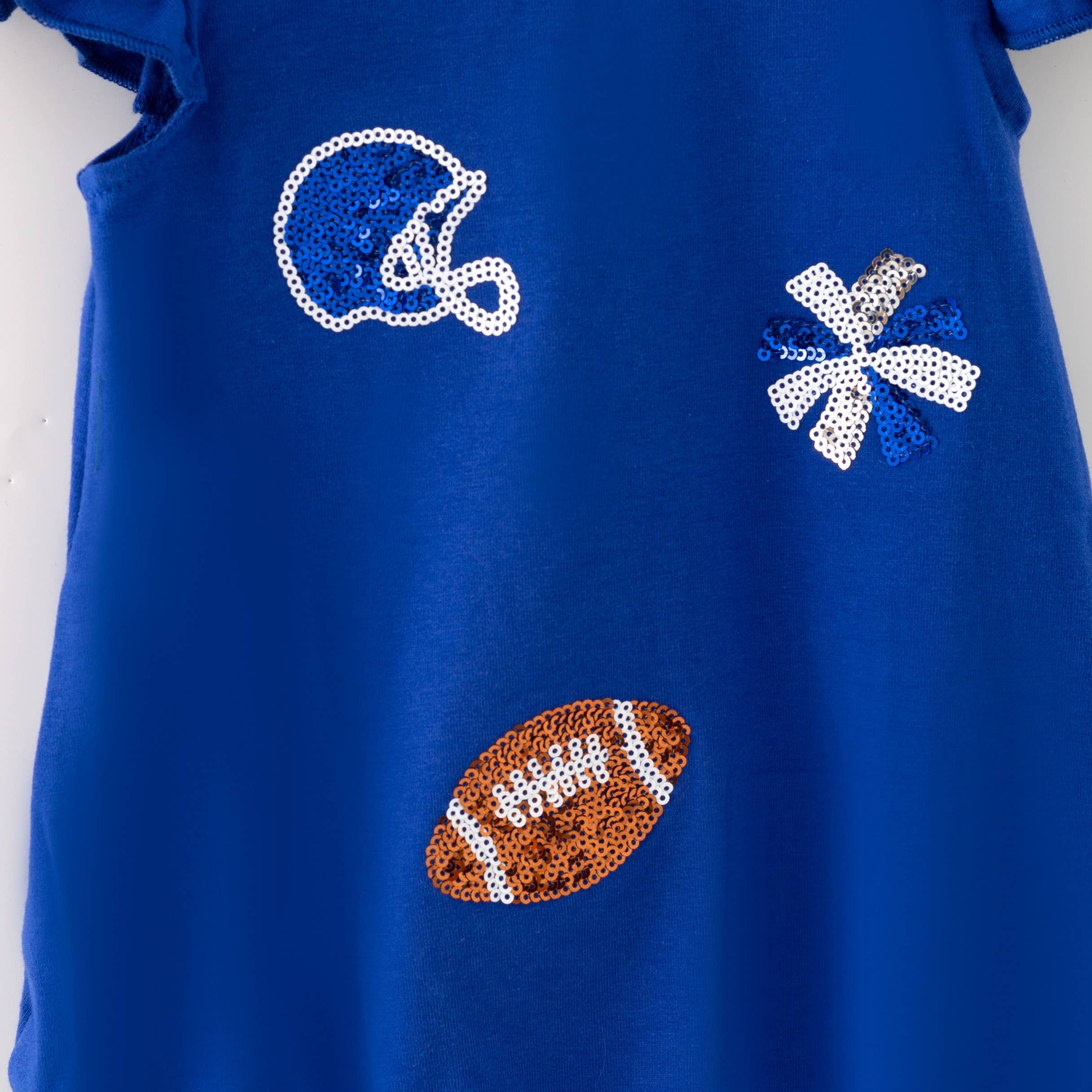 Blue Football Sequin Baby Romper