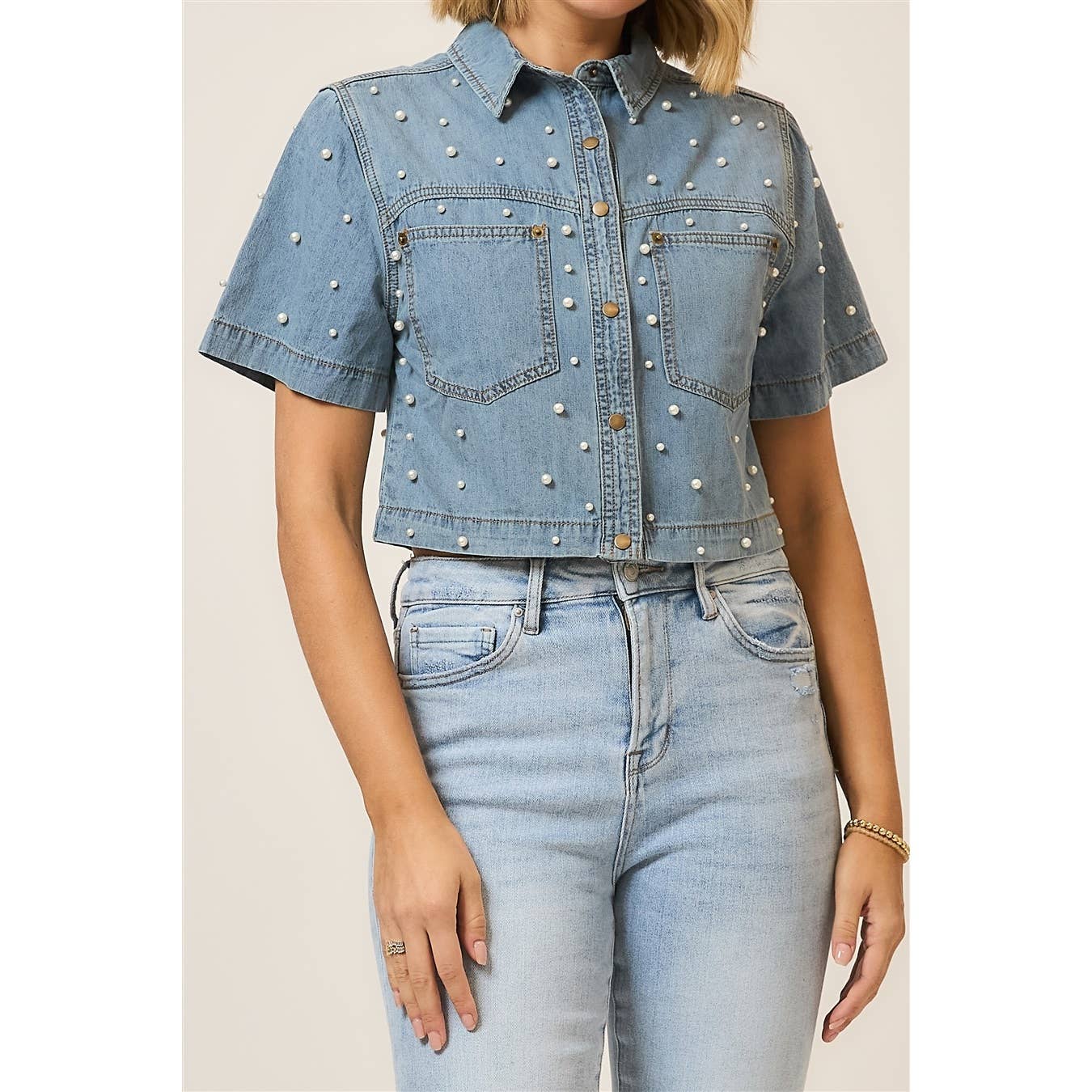 Pearl Charm Denim Jacket