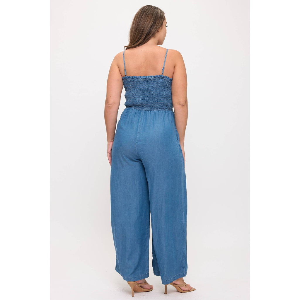 Curvy Coastal Chambray Jumpsuit