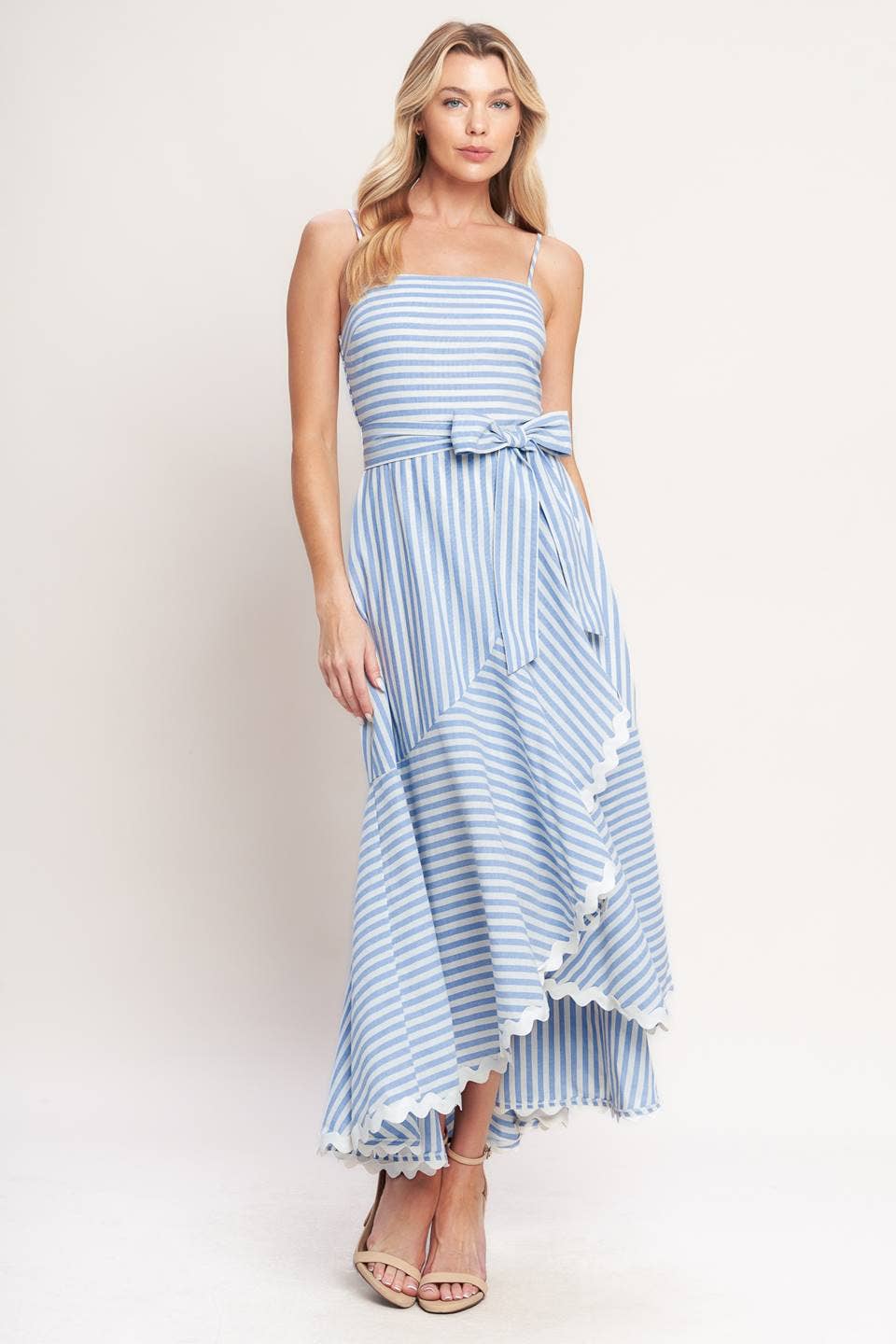 A striped woven midi dress