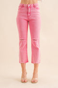 💖 Pink Stardust Crop Flare Jeans