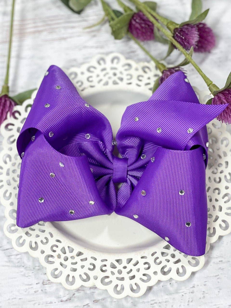 Rhinestone Hair Bow - Alligator Clip - 5.5"
