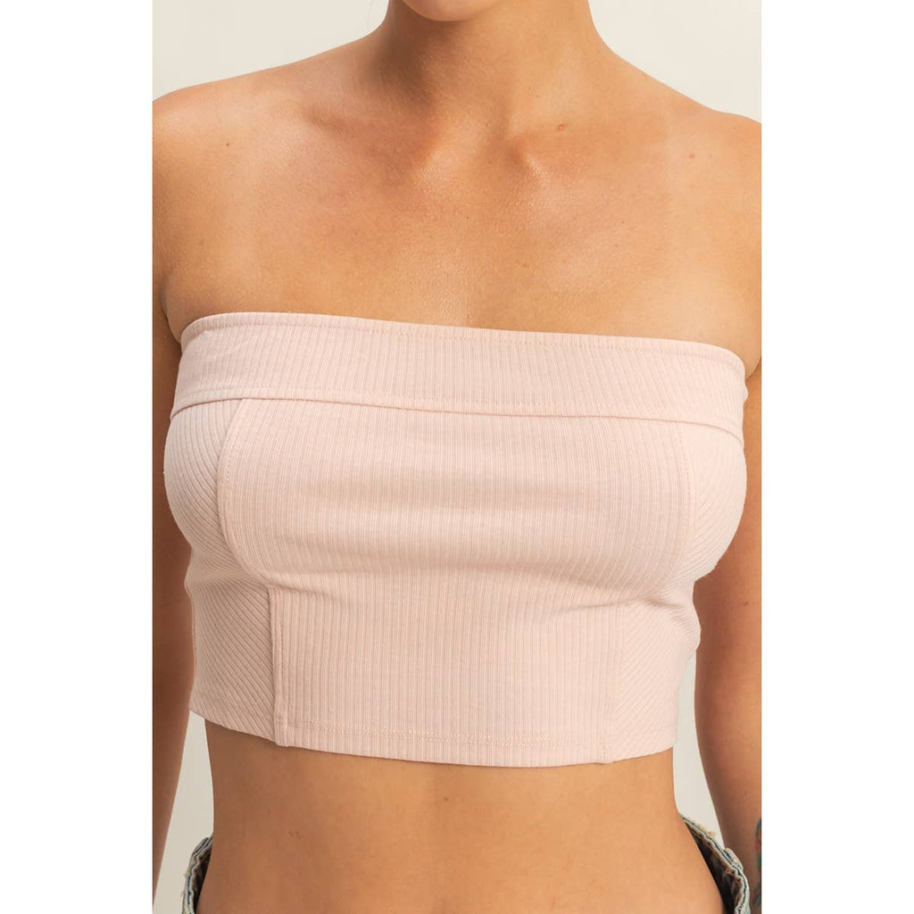 Strapless Ribbed Crop Top