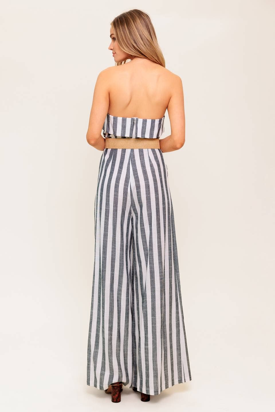 A striped woven jumpsuit