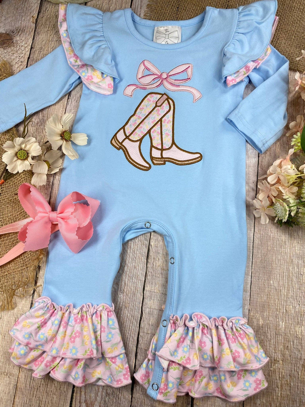 Boots & Bows Western Fall Infant Romper