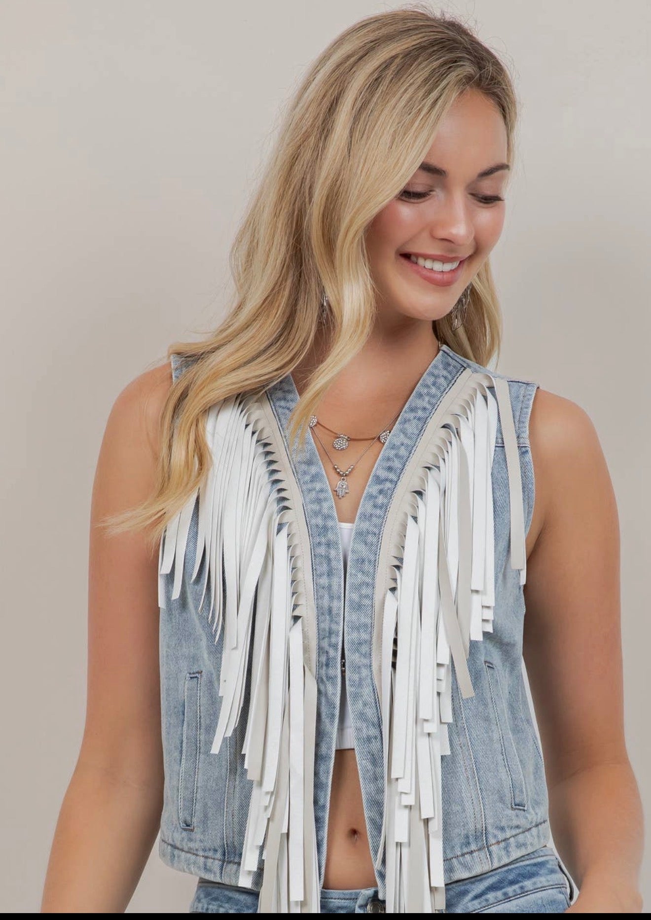 Wild West Fringe Denim Vest