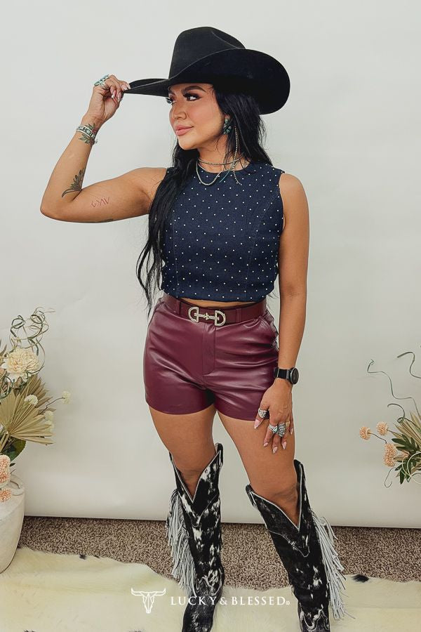 Rodeo Rouge Faux Leather Shorts