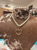 Golden Stirrup Pearl Necklace