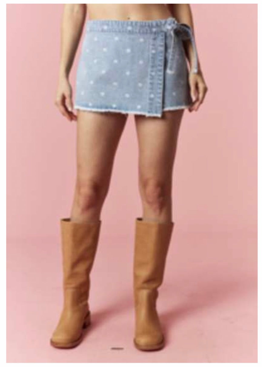Star-Spangled Denim Wrap Skort