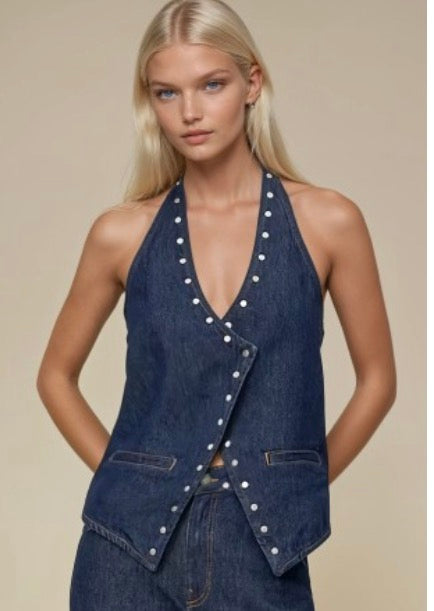 Denim Darling Halter Vest