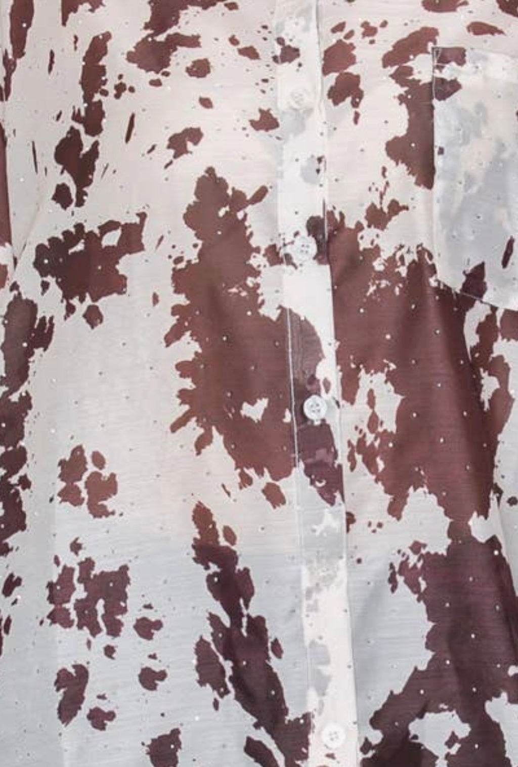 Dusty Trails Cow Print Button-Up Top