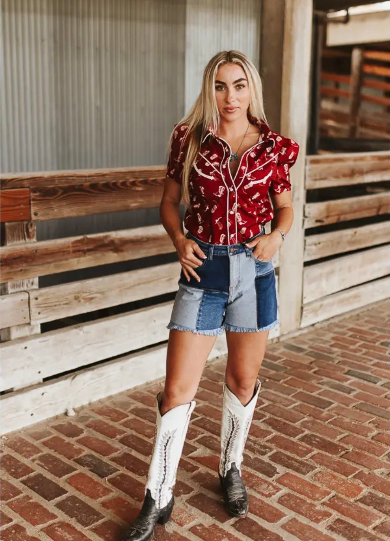 Rodeo Patchwork Denim Shorts