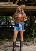 Rodeo Patchwork Denim Shorts