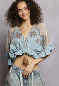 Sky Mesa Embroidered Boho Top