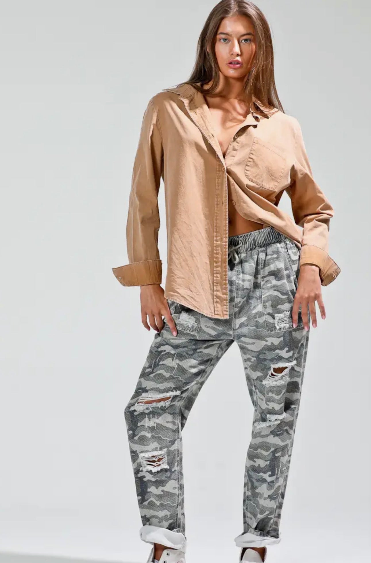 Camo Crush Distressed Joggers