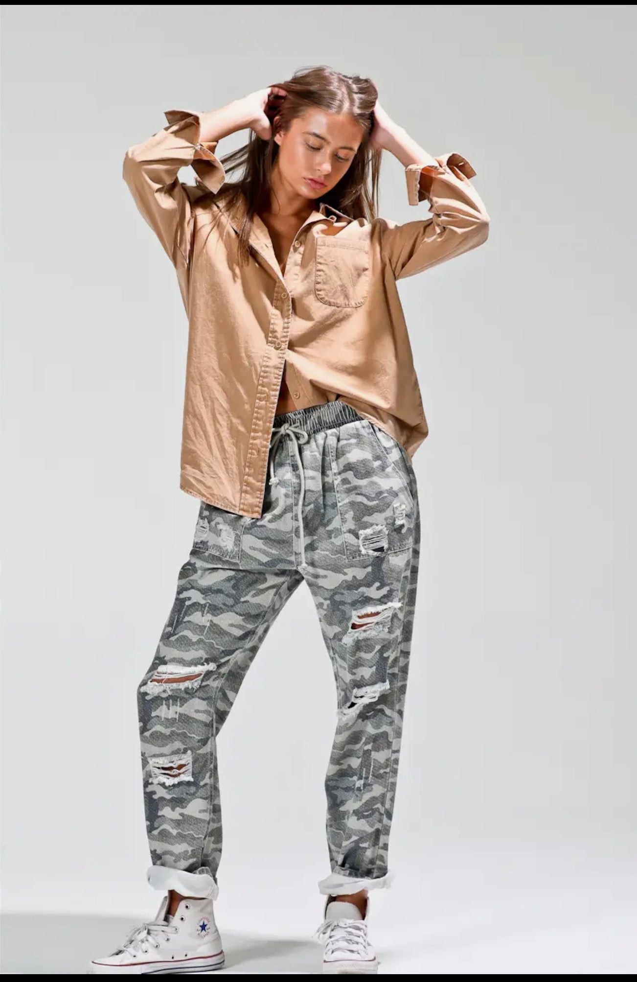 Camo Crush Distressed Joggers