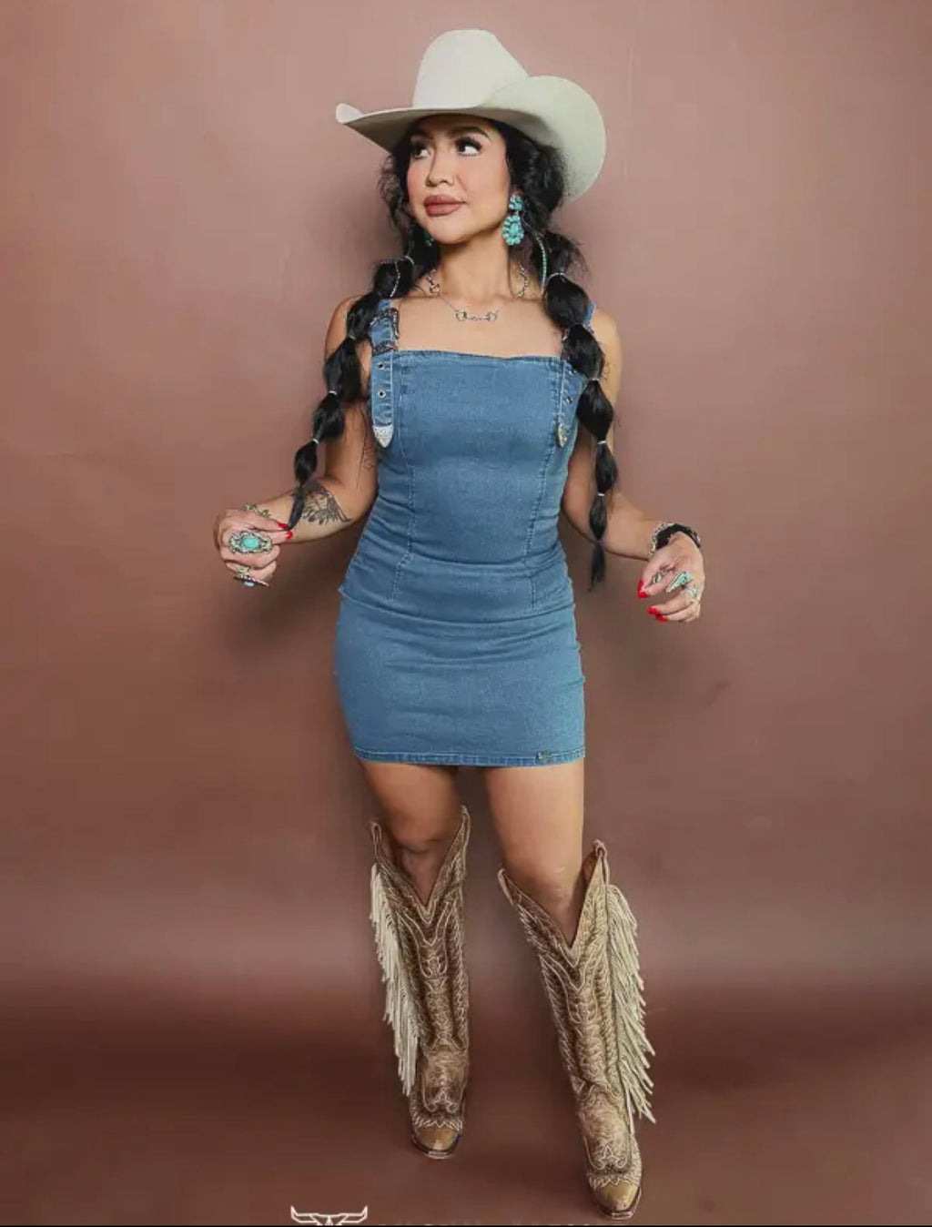 Western Denim Overall Dress