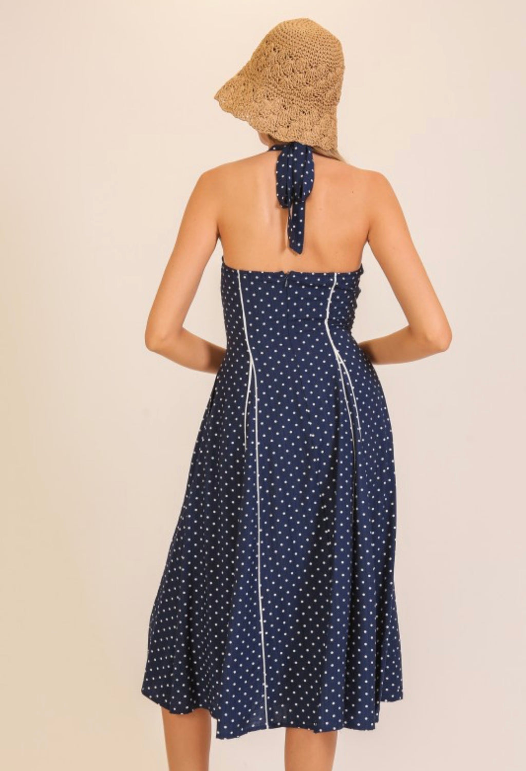 Navy Darling Polka Dot Midi Dress